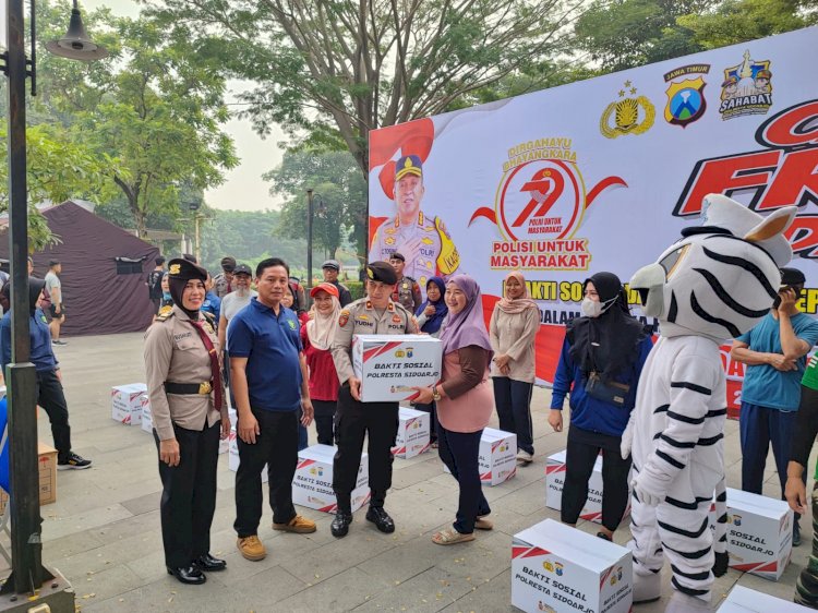 79 Tahun Polri, Polresta Sidoarjo Hadirkan Pelayanan Publik di Car Free Day