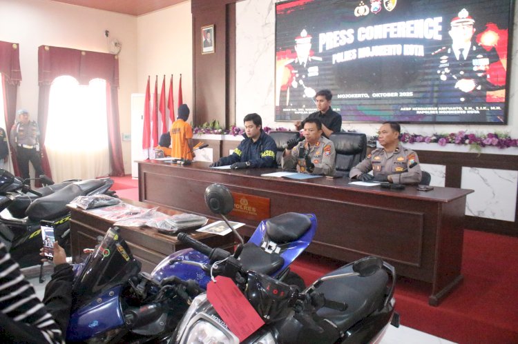 Polres Mojokerto Kota Berhasil Ungkap Curanmor Dua Tersangka dan 4 Unit Motor Diamankan
